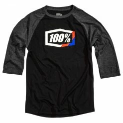 100% Stripes 3/4 Sleeve Tech T-Shirt - Black