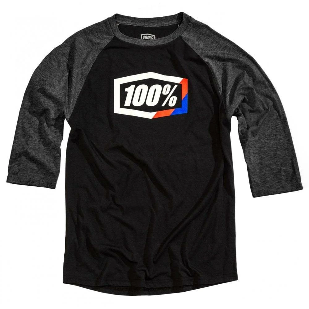 100% Stripes 3/4 Sleeve Tech T-Shirt - Black