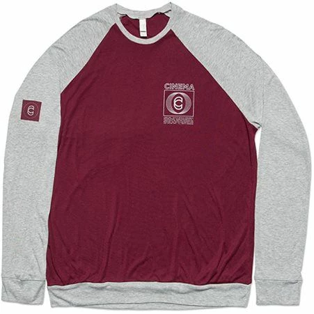 Cinema Broadcast Raglan Crew - Maroon/Athletic Grey