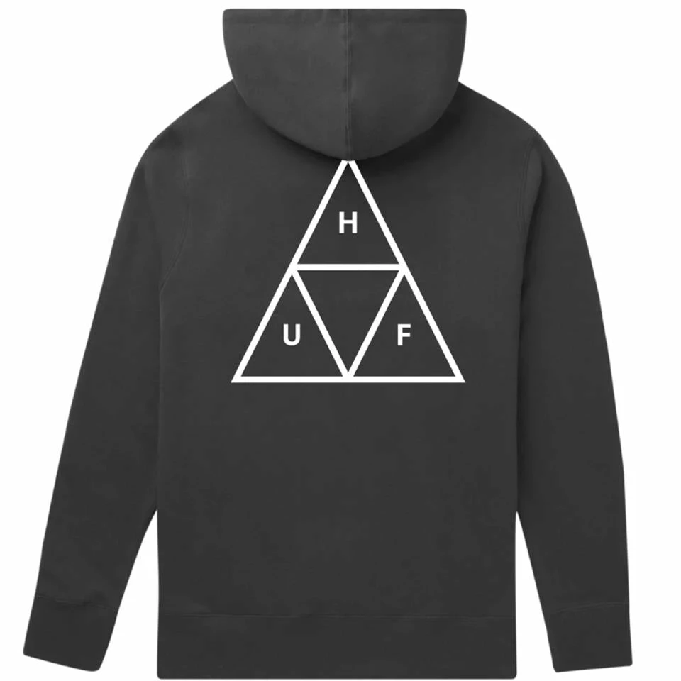 Huf Essentials Triple Triangle Pullover Hoodie - Black - Image 2
