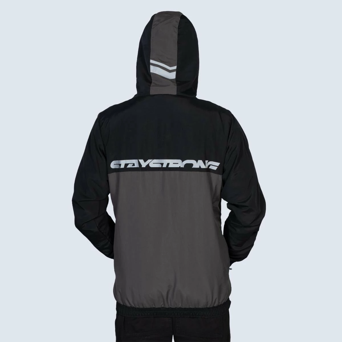 Stay Strong Cut Off Vertical Full Zip Jacket - Black/Grey - Image 2