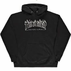 Thrasher Flame Hoodie - Black/Black